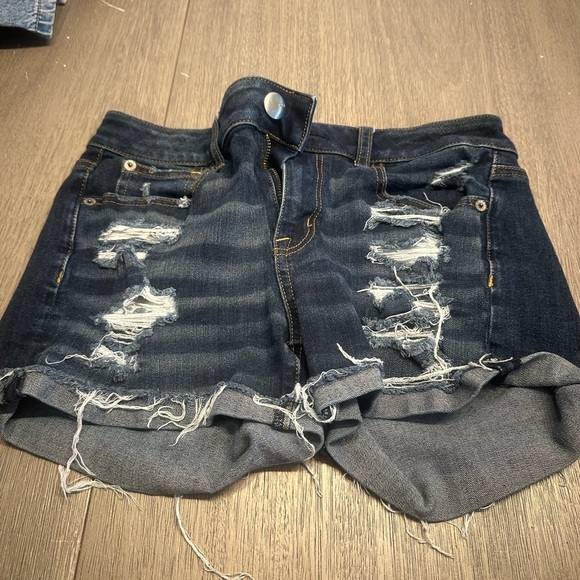 American Eagle Outfitters Pants - American Eagle Outfitters Dark Blue Distressed Jean Shorts